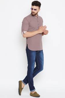 Blue Woven Pure Cotton Men Kurtas