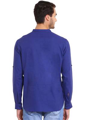 Yellow woven pure cotton men-kurtas 4