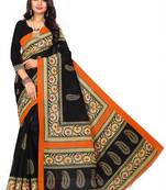 Black printed art silk sarees saree with blouse