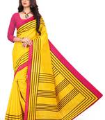 Yellow printed art silk sarees saree with blouse