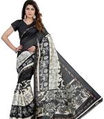 Black printed art silk sarees saree with blouse