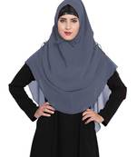 Stylish Grey Khimar Ready To Wear Instant Hijab In Dual Layer