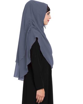 Stylish Grey Khimar Ready To Wear Instant Hijab In Dual Layer 3