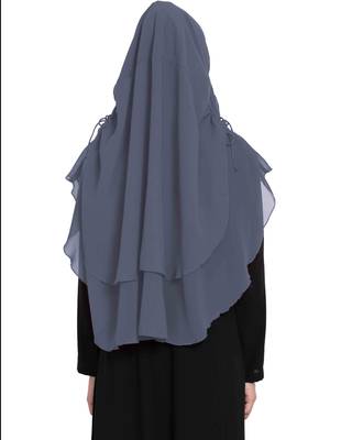 Stylish Grey Khimar Ready To Wear Instant Hijab In Dual Layer 4