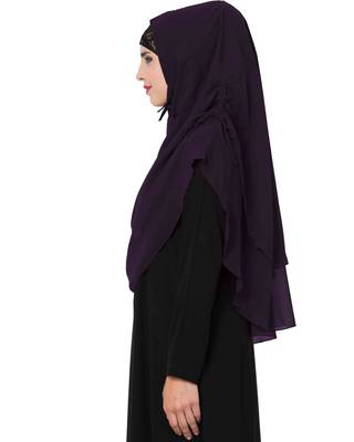 Stylish Purple Khimar Ready To Wear Instant Hijab In Dual Layer 2