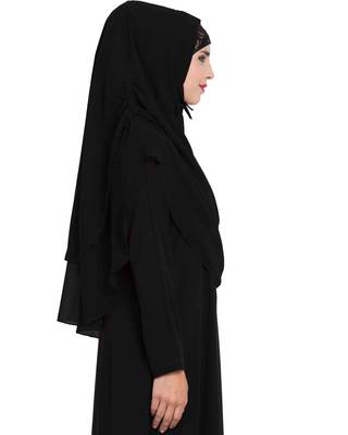 Stylish Black Khimar Ready To Wear Instant Hijab In Dual Layer 3