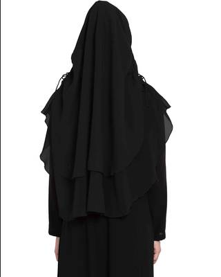 Stylish Black Khimar Ready To Wear Instant Hijab In Dual Layer 4