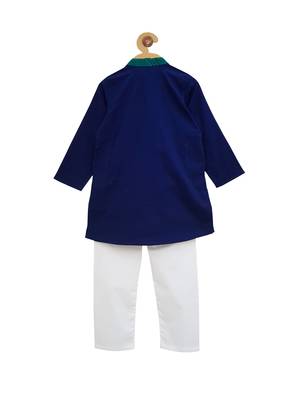 Blue plain cotton boys-kurta-pyjama 2