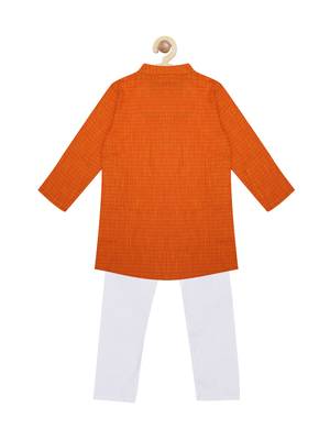 Orange plain cotton boys-kurta-pyjama 2