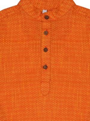 Orange plain cotton boys-kurta-pyjama 3