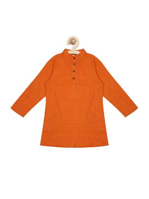Orange plain cotton boys-kurta-pyjama 4