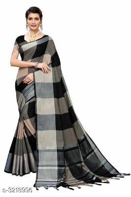 Black woven cotton silk saree with blouse 1
