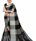 Black woven cotton silk saree with blouse