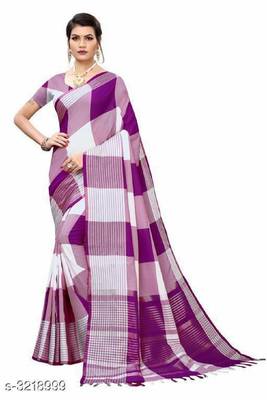 Purple woven cotton silk saree with blouse 2