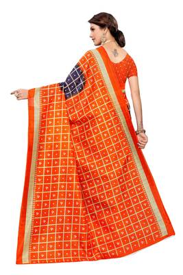 Purple printed art silk saree with blouse 4