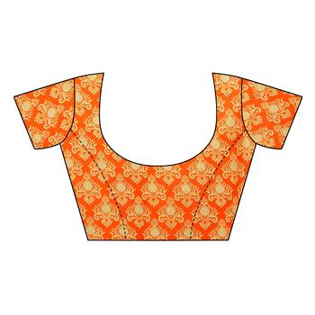 Orange printed art silk saree with blouse 5