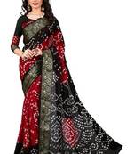 red woven art silk bandhani sarees