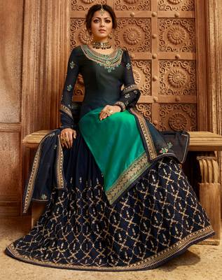Multicolor embroidered georgette semi stitched salwar with dupatta 3