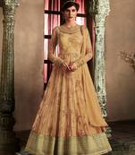 Light-orange diamond work net semi stitched salwar with dupatta