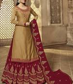 Gold semi-stitch kameez with dupatta