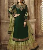 Green semi-stitch kameez with dupatta