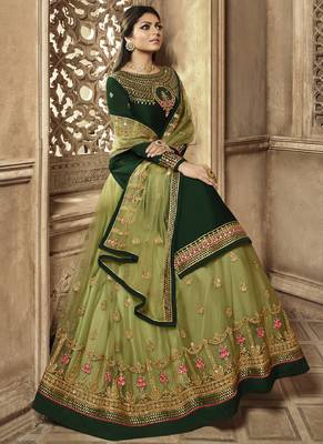 Green semi-stitch kameez with dupatta 2