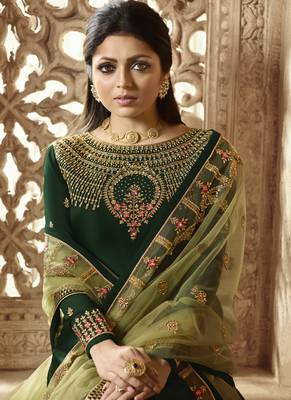 Green semi-stitch kameez with dupatta 3