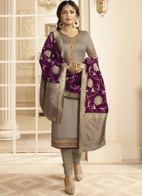 Grey embroidered georgette salwar 1
