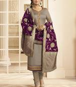 Grey embroidered georgette salwar