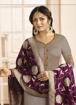 Grey embroidered georgette salwar 3