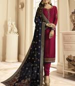 Maroon embroidered georgette salwar