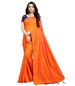 Orange printed art silk saree with blouse