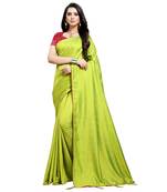 Olive printed art silk saree with blouse