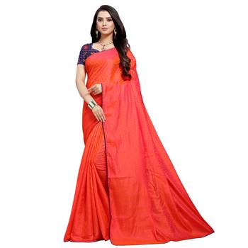 Peach printed art silk saree with blouse 1