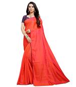 Peach printed art silk saree with blouse