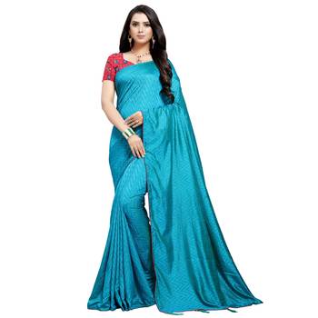 Light blue printed art silk saree with blouse 1