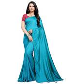 Light blue printed art silk saree with blouse