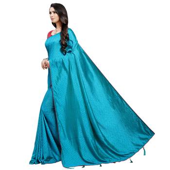 Light blue printed art silk saree with blouse 2