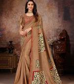 Brown printed georgette saree with blouse
