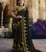 Black printed brasso saree with blouse