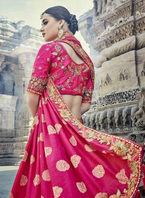 Orange embroidered silk semi stitched lehenga 2