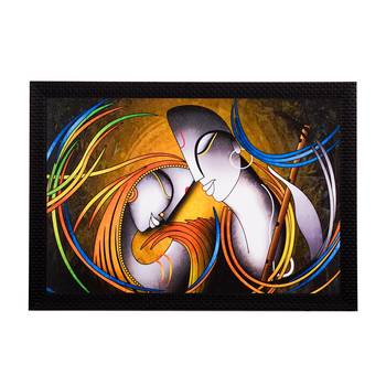Radha Krishna Face Abstract Satin Matt Texture UV Art Painting 1