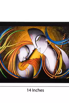 Radha Krishna Face Abstract Satin Matt Texture UV Art Painting