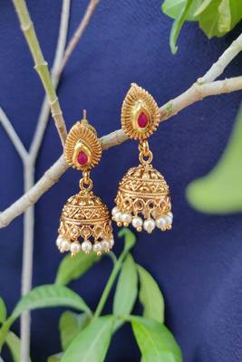 Golden and Pink  Jhumkas 1