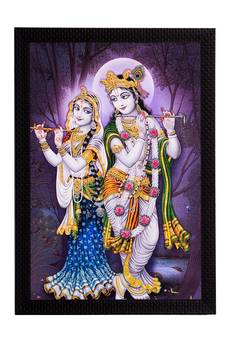 Radha Krishna Playing Flute Satin Matt Texture UV Art Painting