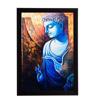 Lord Buddha With Swan Satin Matt Texture UV Art Painting 1
