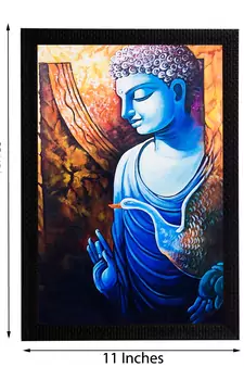 Lord Buddha With Swan Satin Matt Texture UV Art Painting