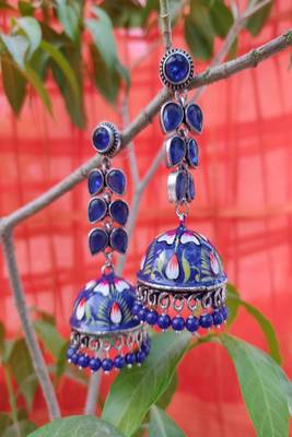 Silver and Blue Jhumkas 1