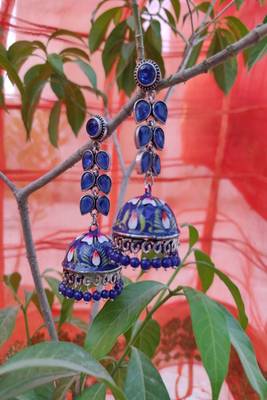 Silver and Blue Jhumkas 2