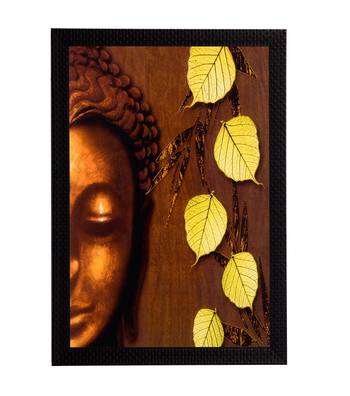 Lord Buddha & Leaves Satin Matt Texture UV Art Painting 1